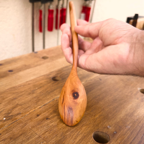Lingură lungă din lemn de prun